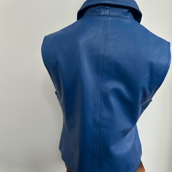 BLUE LEATHER VEST. Fully lined. Blue. SERRANO size S - Picture 2 of 10